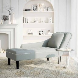vidaXL Chaise longue met kussen & rechterarmleuning fluweel lichtgrijs