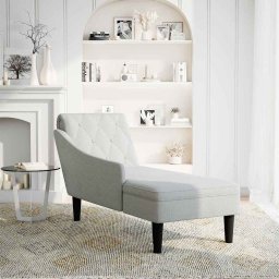 vidaXL Chaise longue met kussen en rechterarmleuning stof wolk grijs