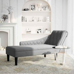 vidaXL Chaise longue met kussen en rechterarmleuning stof lichtgrijs