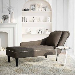 vidaXL Chaise longue kussen en rechterarmleuning kunstleer donkergrijs
