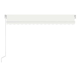 vidaXL Handmatig knikarmscherm met solar LED 4 x 3 m Crèmekleurig