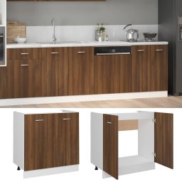 vidaXL Gootsteenkast Lyon 80x46x81,5 cm bewerkt hout bruin eikenkleur