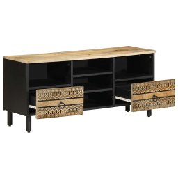 vidaXL Tv-meubel 100x33,5x46 cm massief ruw mangohout zwart