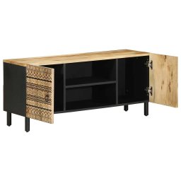 vidaXL Tv-meubel 105x33,5x46 cm massief ruw mangohout zwart