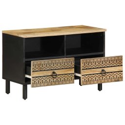 vidaXL Tv-meubel 70x33,5x46 cm massief ruw mangohout zwart