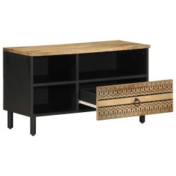 vidaXL Tv-meubel 80x33,5x46 cm massief ruw mangohout zwart