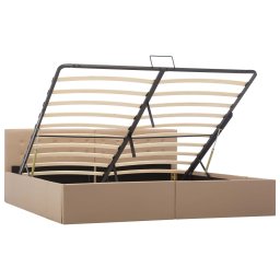 vidaXL Bedframe met opslag hydraulisch kunstleer cappuccino 180x200 cm
