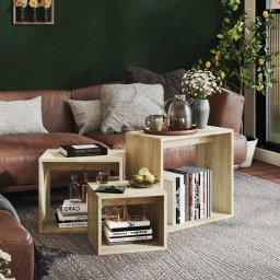 vidaXL 3-delige Tafeltjesset spaanplaat sonoma eikenkleurig