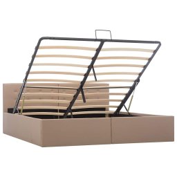 vidaXL Bedframe met opslag hydraulisch kunstleer cappuccino 160x200 cm