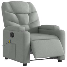vidaXL Massagestoel elektrisch verstelbaar stof lichtgrijs