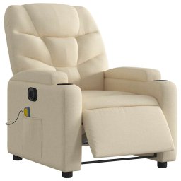vidaXL Massagestoel elektrisch verstelbaar stof crèmekleurig