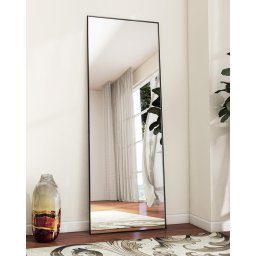 Staande spiegel 144 × 45 cm , grote full-body spiegel met aluminium frame zwart