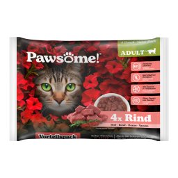 8x85g Pawsome Adult Cat met rund natvoer voor katten