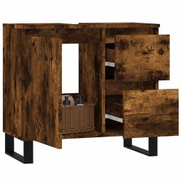 vidaXL Badkamerkast 65x33x60 cm bewerkt hout gerookt eikenkleurig