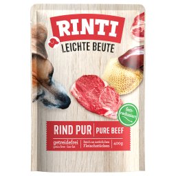 10x400g RINTI Lichte prooi puur rund natvoer voor honden