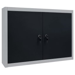 vidaXL Gereedschapskast voor aan de wand metaal grijs en zwart
