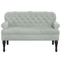vidaXL Bank met rugleuning lichtgrijs 119,5x64,5x75 cm fluweel