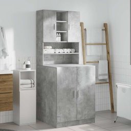 vidaXL Wasmachinekasten 2 st bewerkt hout betongrijs