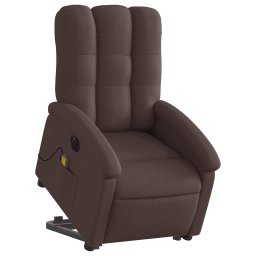 vidaXL Sta-op-massagestoel elektrisch verstelbaar stof donkerbruin