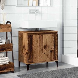 vidaXL Wastafelkast 58x33x60 cm bewerkt hout oud houtkleurig