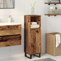 vidaXL Badkamerkast 30x30x100 cm bewerkt hout oud houtkleurig