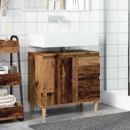 vidaXL Wastafelkast 65x33x60 cm bewerkt hout oud houtkleurig