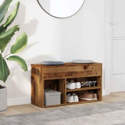 vidaXL Schoenenbank 80x30x45 cm bewerkt hout oud houtkleurig