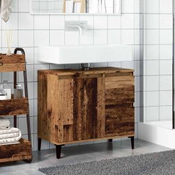 vidaXL Wastafelkast 65x33x60 cm bewerkt hout oud houtkleurig