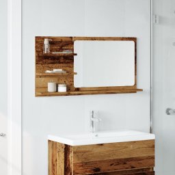 vidaXL Badkamerspiegelkast 90x11x45 cm bewerkt hout oud houtkleurig