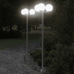 vidaXL Vloerlamp voor buiten 2 st 215 cm roestvrij staal zilverkleurig
