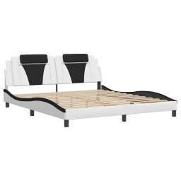vidaXL Bedframe "Viana" zonder matras kunstleer wit en zwart 180x200 cm