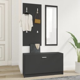vidaXL Schoenenkastset 3-in-1 bewerkt hout zwart