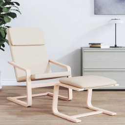 vidaXL Relaxstoel stof crèmekleurig
