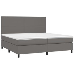 vidaXL Boxspring met matras kunstleer grijs 200x200 cm