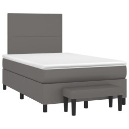 vidaXL Boxspring met matras kunstleer grijs 120x200 cm