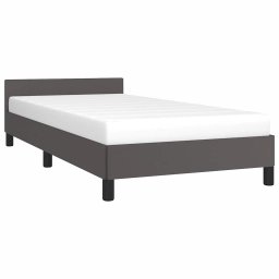 vidaXL Bedframe met hoofdeinde zonder matras 90x190 cm grijs