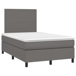 vidaXL Boxspring met matras en LED kunstleer grijs 120x200 cm