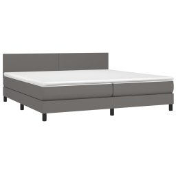 vidaXL Boxspring met matras kunstleer grijs 200x200 cm
