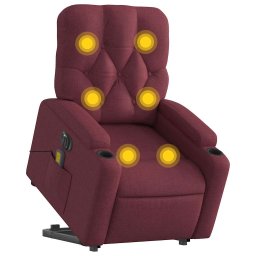 vidaXL Sta-op-massagestoel elektrisch verstelbaar stof wijnrood