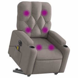 vidaXL Sta-op-massagestoel elektrisch verstelbaar stof taupe