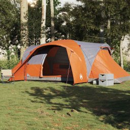 vidaXL Koepeltent 6-persoons waterdicht grijs en oranje