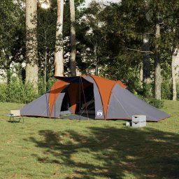 vidaXL Koepeltent 6-persoons waterdicht grijs en oranje