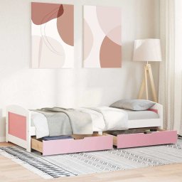vidaXL Slaapbank met 2 lades zonder matras IRUN 90x200 cm wit en roze