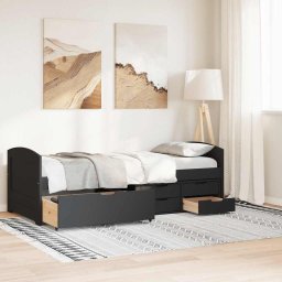 vidaXL Slaapbank met 5 lades zonder matras IRUN 90x200 cm zwart