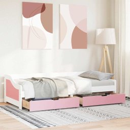 vidaXL Slaapbank met 2 lades zonder matras IRUN 90x200 cm wit en roze