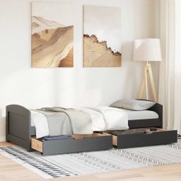 vidaXL Slaapbank met 2 lades zonder matras IRUN 90x200 cm zwart