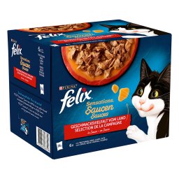 24x85g Smaakvariaties van het land Felix Sensations in Saus Kattenvoer