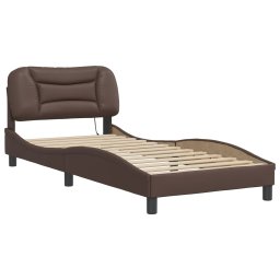 vidaXL Bedframe met LED zonder matras "Hvar" bruin 90x200 cm