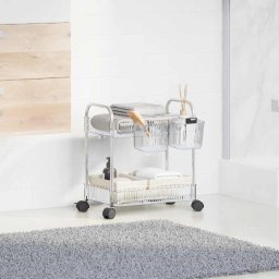 vidaXL Opbergtrolley 2-laags 37x28x43,5 cm acryl transparant