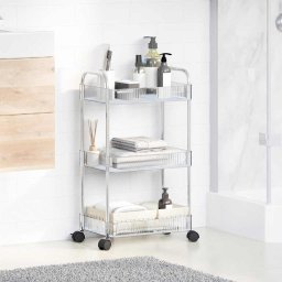 vidaXL Opbergtrolley 3-laags 37x28x68 cm acryl transparant